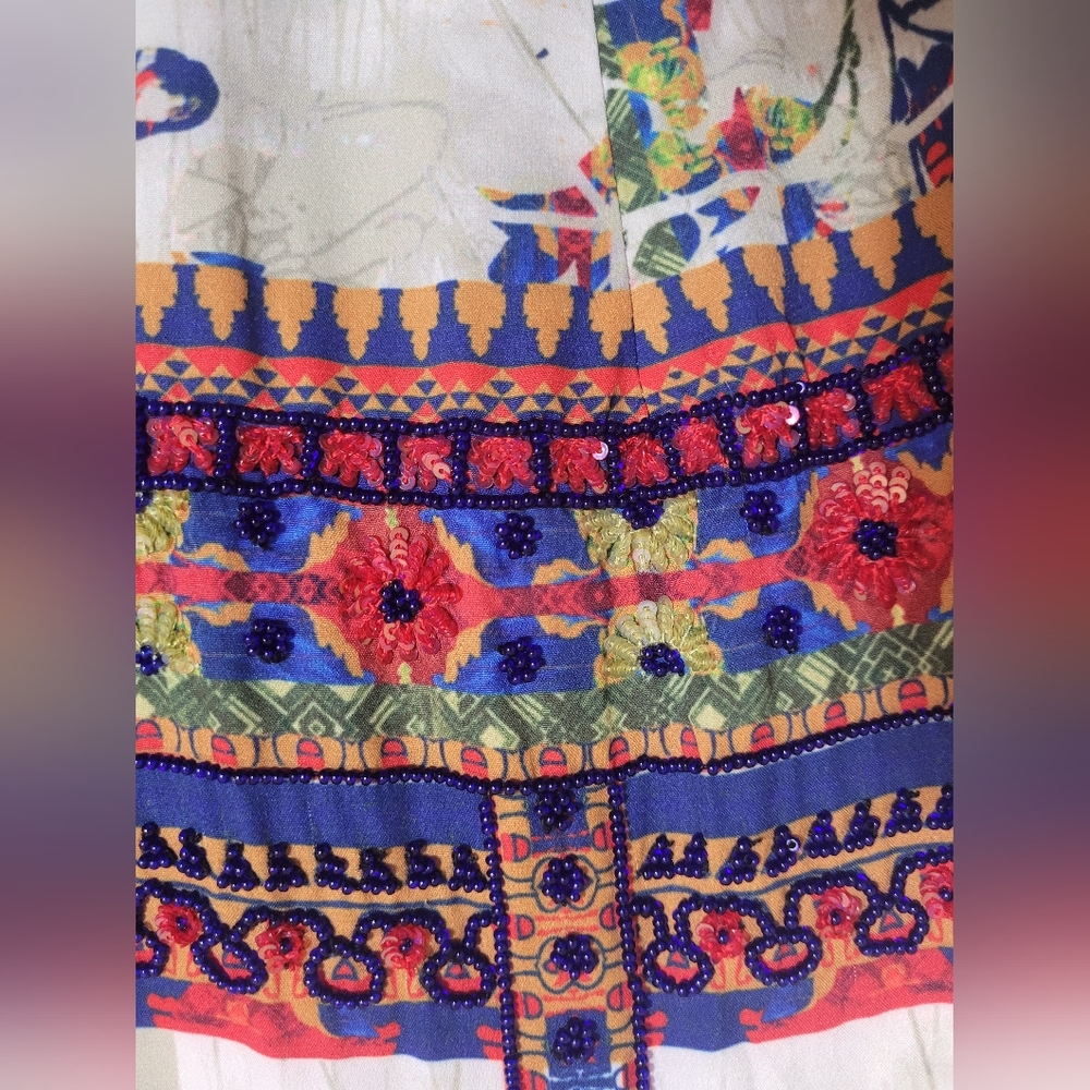 Anthropologie Bhanuni By Jyoti Sarah Printed Bell Sleeve dress Mediun - Picture 8 of 12